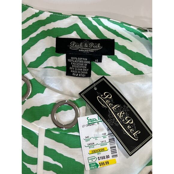 Peck & Peck Green and White Zebra Print 3/4 Sleeve Jacket Women's Size 14 Animal - Picture 7 of 11